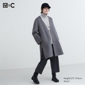 Abrigos Uniqlo Double Face Wrap Mujer Gris | 369182_PE