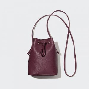 Bolsa De Hombro Uniqlo Faux-Cuero Drawstring Mini Mujer Wine | 952164_PE