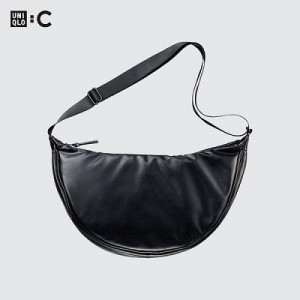 Bolsa De Hombro Uniqlo Faux Cuero Round Mujer Negras | 526079_PE