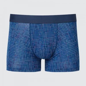 Bragas Uniqlo AIRism Low-Rise Printed Boxer Hombre Azules | 21654_PE