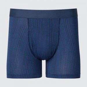 Bragas Uniqlo AIRism Printed Boxer Hombre Azules | 681094_PE