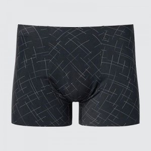 Bragas Uniqlo AIRism Seamless Printed Boxer Hombre Negras | 623894_PE