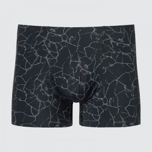 Bragas Uniqlo AIRism Seamless Printed Boxer Hombre Negras | 418652_PE