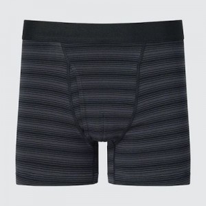 Bragas Uniqlo Cotton A Rayas Boxer Hombre Negras | 510974_PE