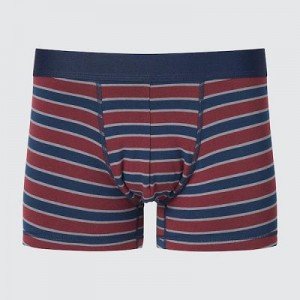 Bragas Uniqlo Low-Rise Cotton A Rayas Boxer Hombre Wine | 580693_PE