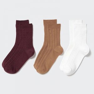 Calcetines Uniqlo 3 Pairs Mujer Wine | 647509_PE