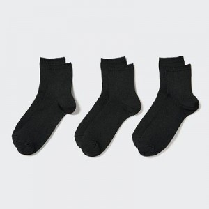 Calcetines Uniqlo Crew Acanalado (3 Pairs) Mujer Negras | 594206_PE