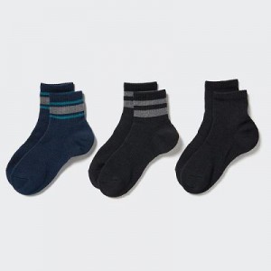 Calcetines Uniqlo Crew Pile Lined (3 Pairs) Mujer Azul Marino | 210936_PE