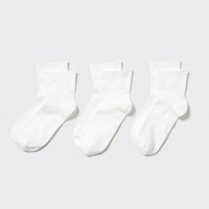 Calcetines Uniqlo Crew Tapered (3 Pairs) Mujer Blancas | 41623_PE