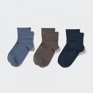 Calcetines Uniqlo Crew Tapered (3 Pairs) Mujer Azules | 671340_PE