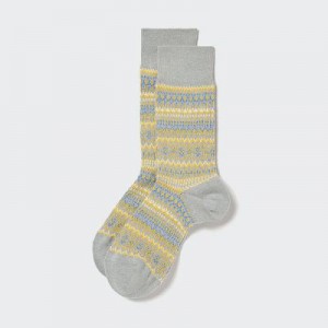 Calcetines Uniqlo HEATTECH Fair Isle Hombre Gris | 764158_PE