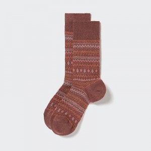 Calcetines Uniqlo HEATTECH Fair Isle Hombre Marrones | 163508_PE