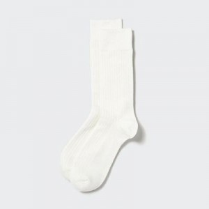 Calcetines Uniqlo HEATTECH Wide Acanalado Hombre Blancas | 579421_PE