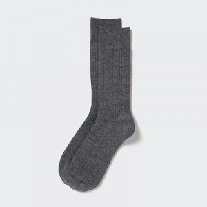 Calcetines Uniqlo HEATTECH Wide Acanalado Hombre Gris | 574982_PE