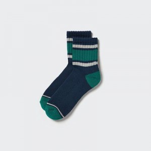 Calcetines Uniqlo Pattern Lined Half Hombre Azules | 78459_PE