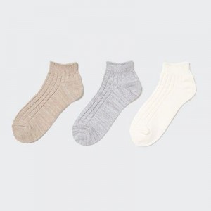 Calcetines Uniqlo Short 3 Pack Mujer Beige | 954037_PE