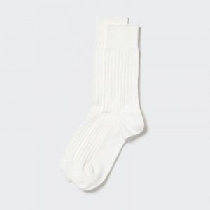 Calcetines Uniqlo Supima® Cotton Wide Acanalado Hombre Blancas | 592863_PE