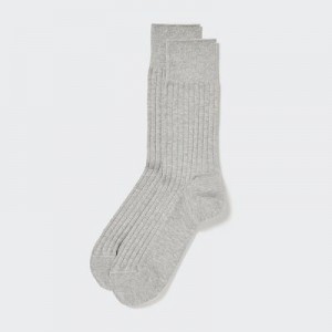 Calcetines Uniqlo Supima® Cotton Wide Acanalado Hombre Gris | 813497_PE