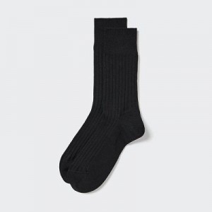 Calcetines Uniqlo Supima® Cotton Wide Acanalado Hombre Negras | 507814_PE