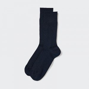 Calcetines Uniqlo Supima® Cotton Wide Acanalado Hombre Negras | 795286_PE