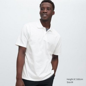 Camisa Polo Uniqlo AIRism Regular Collar Hombre Blancas | 534186_PE