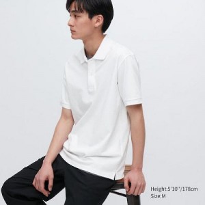 Camisa Polo Uniqlo Dry Pique Short-Sleeve Hombre Blancas | 456032_PE