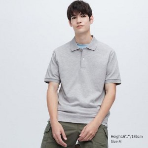 Camisa Polo Uniqlo Dry Pique Short-Sleeve Hombre Gris | 708251_PE