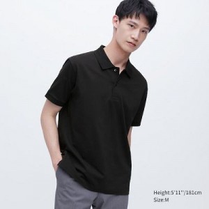 Camisa Polo Uniqlo Dry Pique Short-Sleeve Hombre Negras | 873491_PE