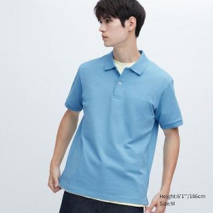 Camisa Polo Uniqlo Dry Pique Short-Sleeve Hombre Azules | 837162_PE