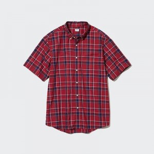 Camisas Uniqlo Extra Fine Cotton Short-Sleeve Hombre Rojas | 428510_PE