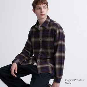 Camisas Uniqlo Flannel Checked Long-Sleeve Hombre Wine | 159823_PE