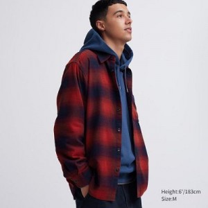 Camisas Uniqlo Flannel Checked Long-Sleeve Hombre Naranjas | 879356_PE