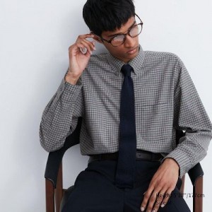 Camisas Uniqlo Flannel Checked Long-Sleeve Hombre Gris | 283517_PE