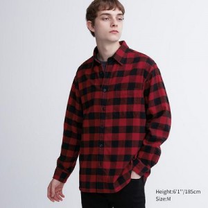 Camisas Uniqlo Flannel Checked Long-Sleeve Hombre Rojas | 652798_PE