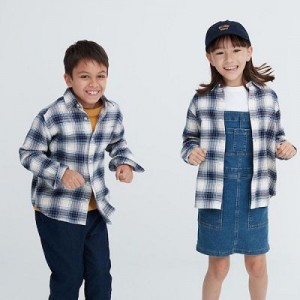 Camisas Uniqlo Flannel Checked Long-Sleeve Niños Blancas | 39628_PE