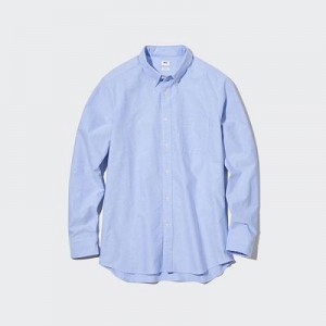 Camisas Uniqlo Oxford Slim-Fit Long-Sleeve Hombre Azules | 238604_PE