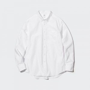 Camisas Uniqlo Oxford Slim-Fit Long-Sleeve Hombre Blancas | 534891_PE