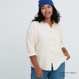 Camisas Uniqlo Soft Brushed Long-Sleeve Mujer Blancas | 987416_PE