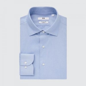 Camisas Uniqlo Super Non-Iron Slim-Fit Long-Sleeve Hombre Azules | 413876_PE