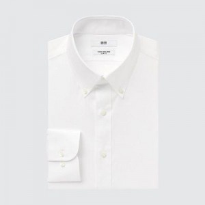 Camisas Uniqlo Super Non-Iron Slim-Fit Long-Sleeve Hombre Blancas | 537890_PE