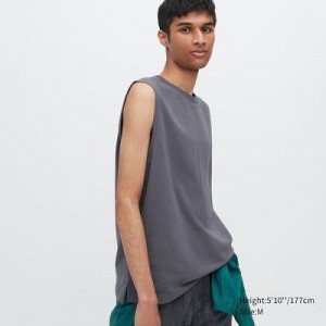 Camiseta Uniqlo AIRism Cotton Sleeveless Hombre Gris | 386450_PE