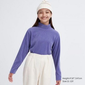 Camiseta Uniqlo Acanalado High Neck Long-Sleeve Niños Moradas | 312749_PE