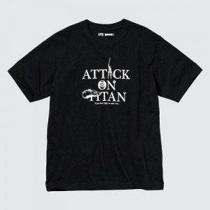 Camiseta Uniqlo Attack on Titan UT Hombre Negras | 753684_PE