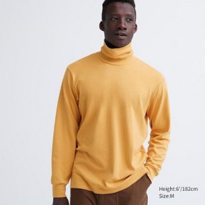 Camiseta Uniqlo Brushed Cotton Turtleneck Long-Sleeve Hombre Amarillo | 143627_PE