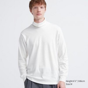 Camiseta Uniqlo Brushed Cotton Turtleneck Long-Sleeve Hombre Blancas | 894531_PE