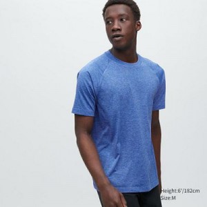 Camiseta Uniqlo DRY-EX Crew Neck Short-Sleeve Hombre Azules | 853246_PE