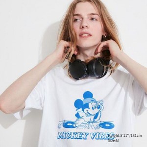 Camiseta Uniqlo Disney Good Vibes UT Hombre Blancas | 810453_PE