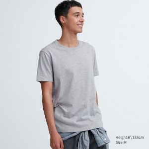 Camiseta Uniqlo Dry Crew Neck Short-Sleeve Color Mujer Gris | 65731_PE