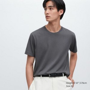 Camiseta Uniqlo Dry Crew Neck Short-Sleeve Color Mujer Gris | 197456_PE