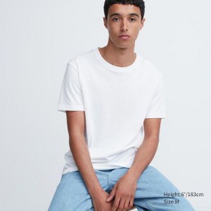 Camiseta Uniqlo Dry Crew Neck Short-Sleeve Color Hombre Blancas | 945816_PE